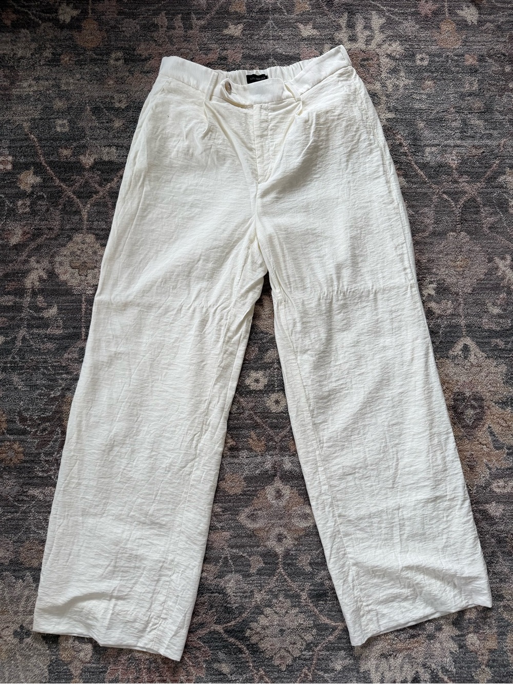 Banana Republic Women's White Textured Wide Leg Trousers M